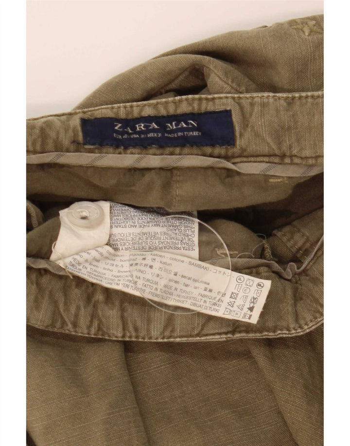 Zara Mens Chino Shorts EU 40 Médio W31 Algodão Cáqui
