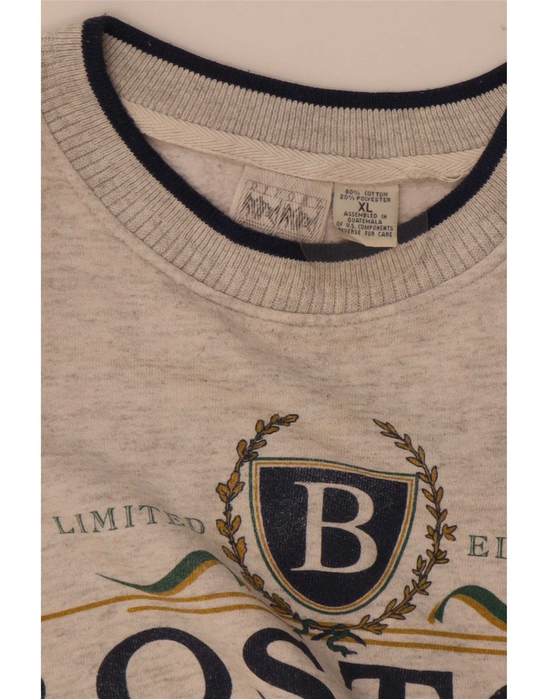 Boston moletom gráfico masculino jumper XL algodão cinza