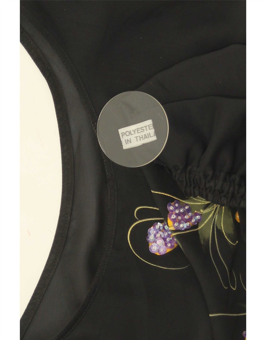 Blusa cropped feminina vintage UK 16 grande poliéster floral preto