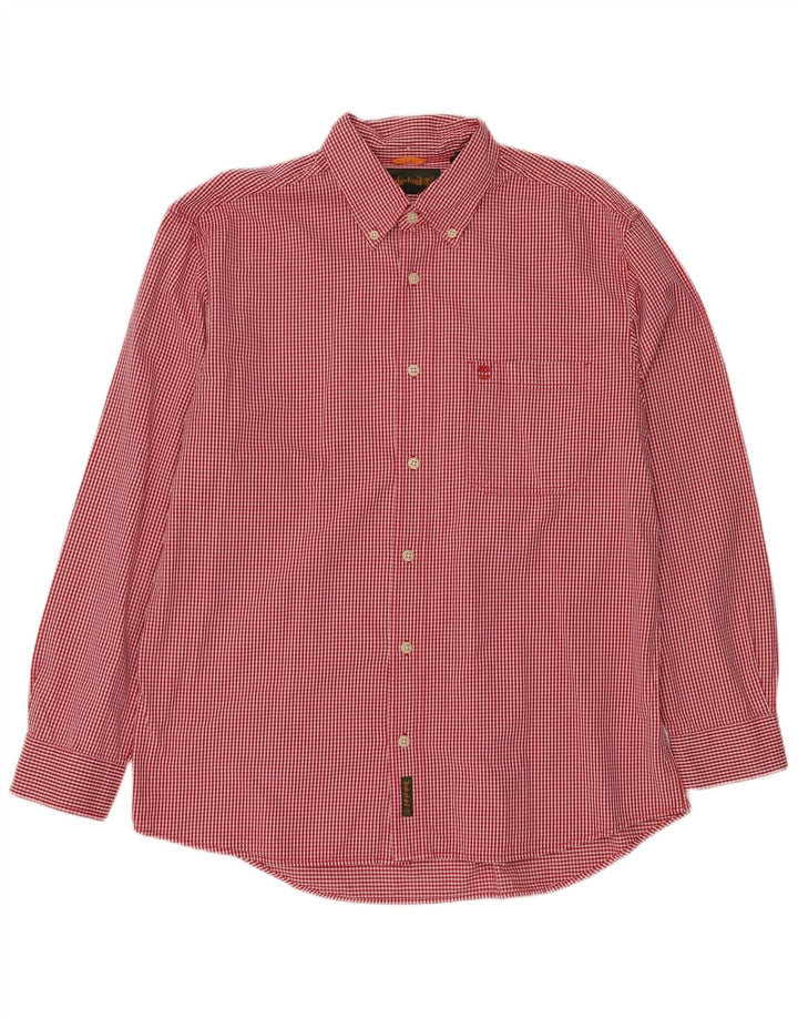 Camisa masculina TIMBERLAND grande algodão guingão vermelho