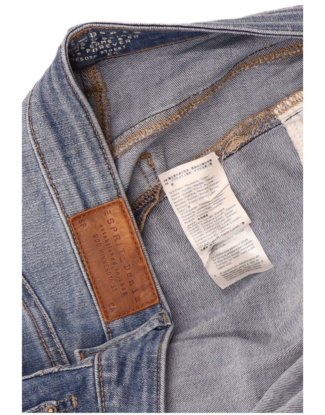 Saia jeans feminina Esprit W34 grande algodão azul