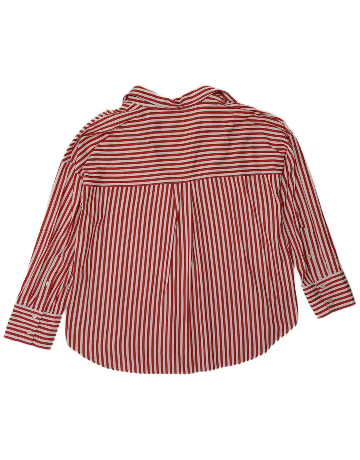 Camisa feminina ZARA UK 14 poliéster listrado vermelho médio