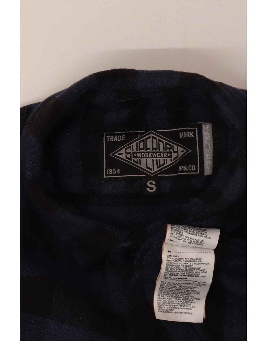 Camisa masculina de flanela Superdry pequena algodão xadrez azul marinho
