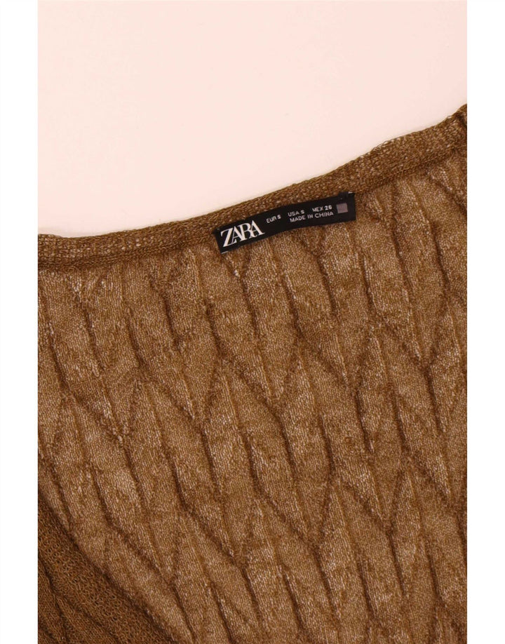Zara Womens Crop Oversized Cardigan Top Reino Unido 10 Pequeno Caqui