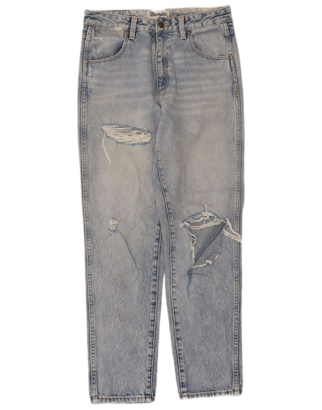 Jeans Wrangler feminino Drew Distressed Tapered US 9 médio W28 L28 azul