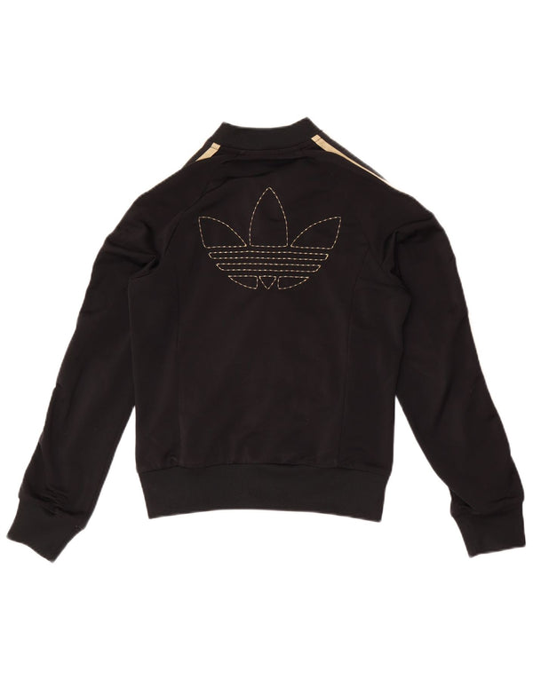 Adidas Womens Graphic Tracksuit Top Jacket EU 34 XS Poliéster Preto