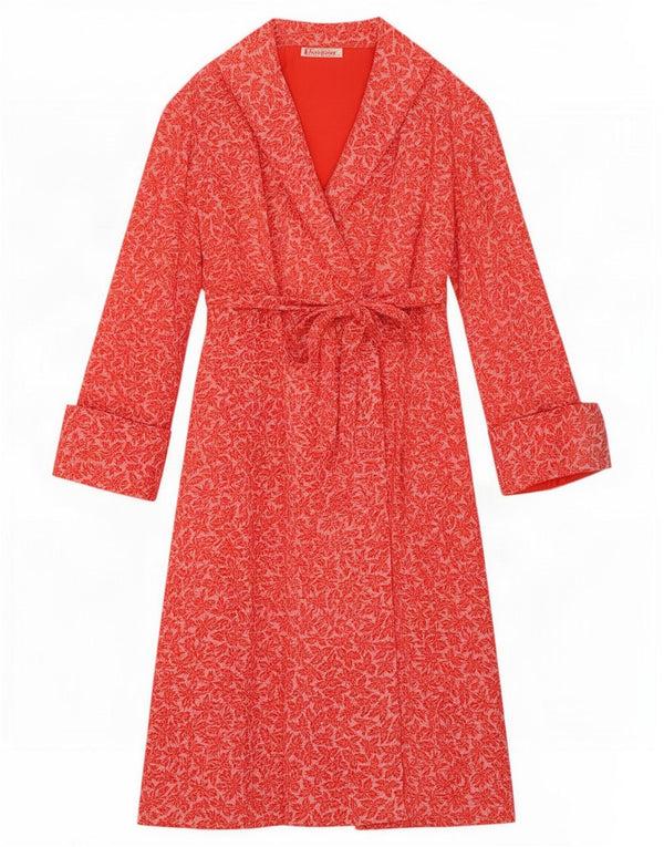 Vestido feminino vintage de manga comprida UK 10 pequeno floral vermelho
