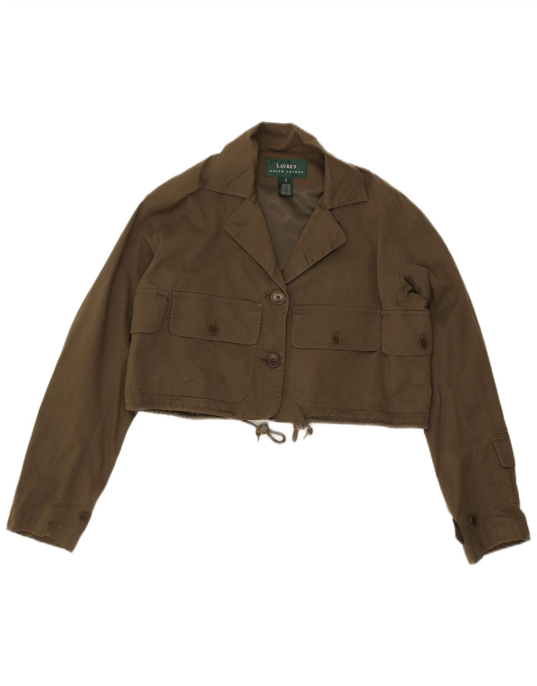 Jaqueta Ralph Lauren Feminina Crop Utility Reino Unido 10 Pequeno Algodão Cáqui