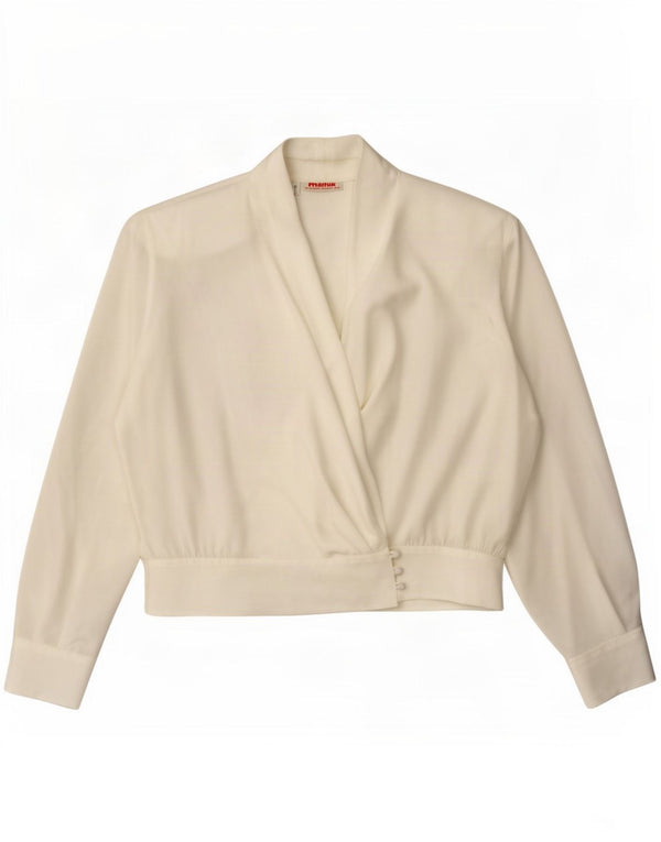 Blusa vintage feminina cropped IT 48 XL poliéster branco