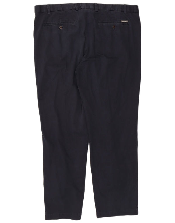 Calça chino reta masculina Eddie Bauer W42 L32 algodão azul marinho