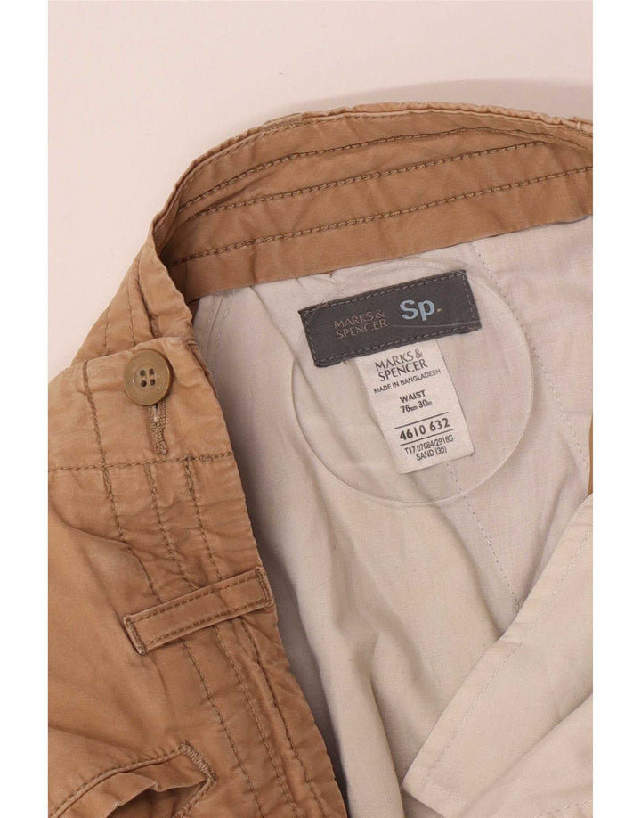 Bermuda cargo masculina Marks & Spencer W30 algodão bege médio