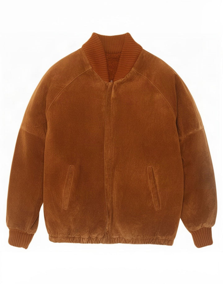 Jaqueta masculina vintage de camurça Sherpa IT 54 2XL marrom