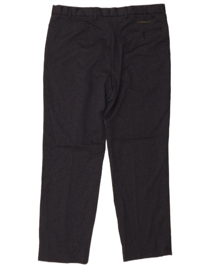 Calça masculina de ajuste regular MARKS & SPENCER W38 L33 azul marinho poliéster