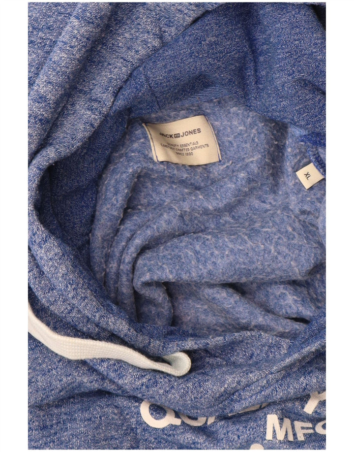 Jumper com capuz gráfico masculino Jack & Jones XL poliéster manchado azul
