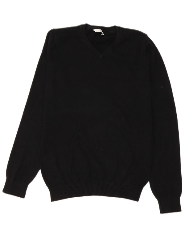 Suéter Marks & Spencer Boys com decote em V 14-15 anos algodão preto