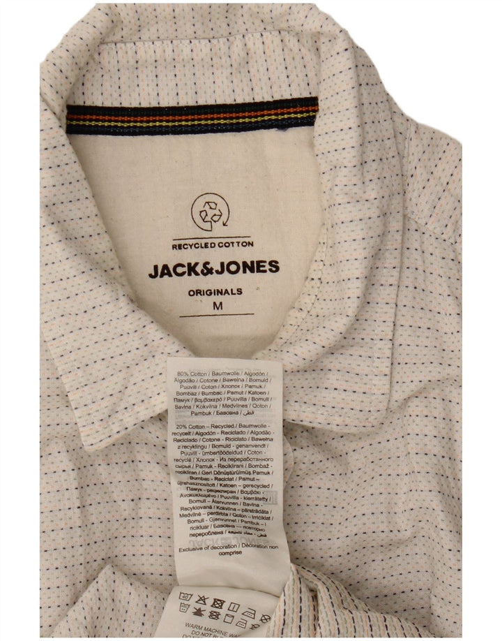 Camisa masculina de manga curta Jack & Jones, algodão manchado branco médio