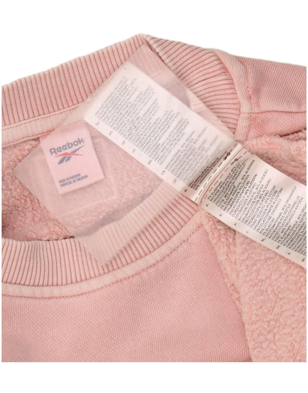 Reebok Womens Crop Oversized Moletom Jumper UK 14 Médio Algodão Rosa