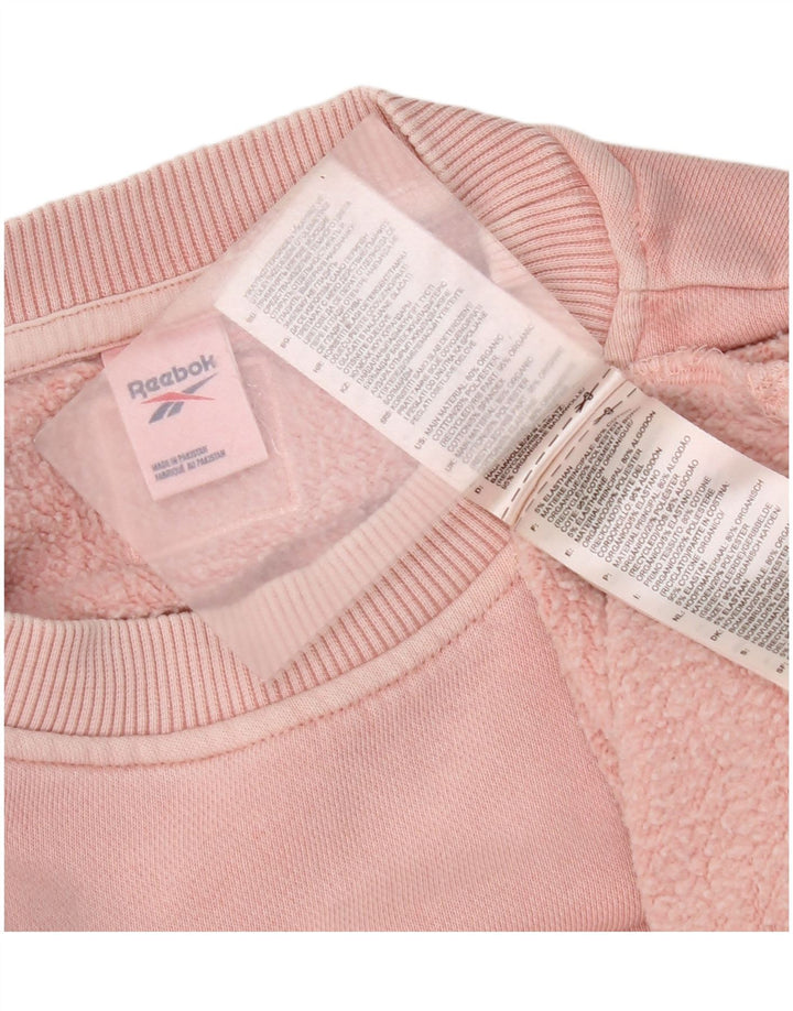 Reebok Womens Crop Oversized Moletom Jumper UK 14 Médio Algodão Rosa