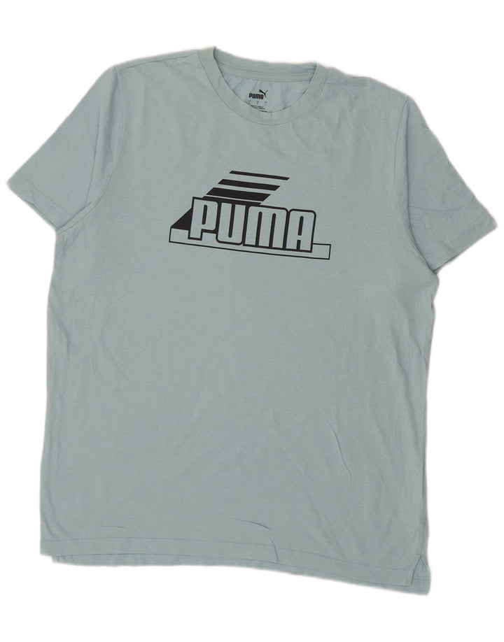 Puma Mens Graphic T-Shirt Top Grande Algodão Turquesa