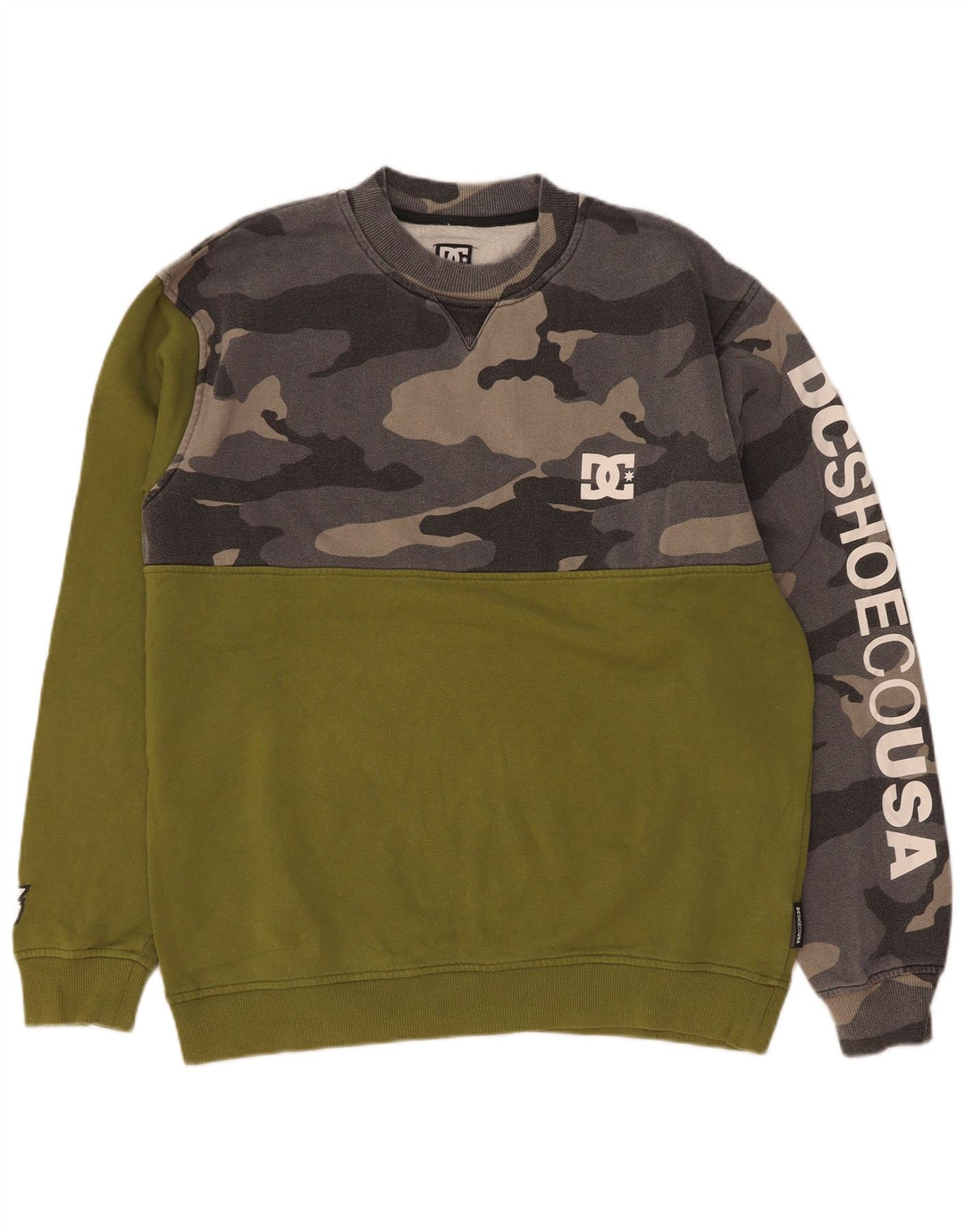 Moletom gráfico masculino DC Jumper grande algodão camuflado verde
