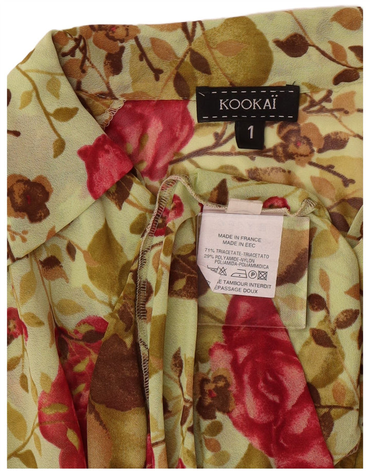 Vestido camisa feminino de manga comprida Kookai tamanho 1 pequeno verde floral boêmio