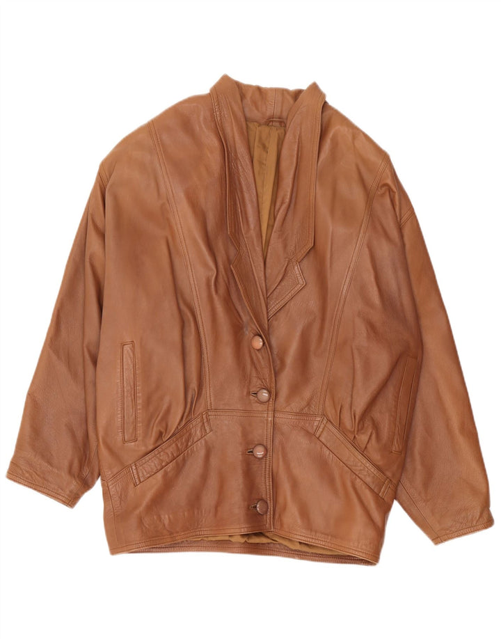 Jaqueta de couro vintage feminina de grandes dimensões Reino Unido 18 XL couro marrom