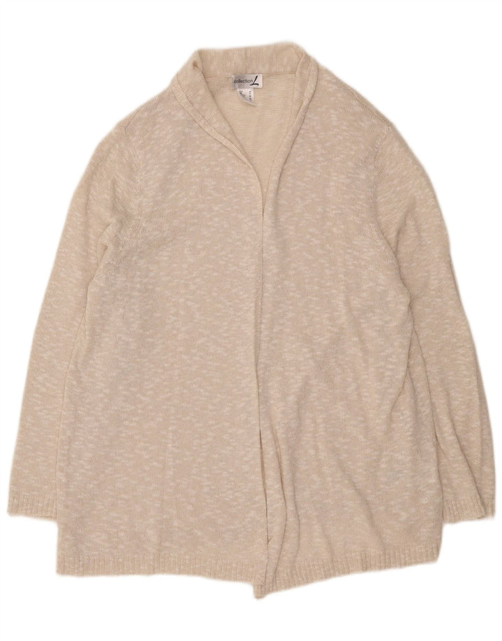 COLEÇÃO Suéter Cardigan Aberto Feminino UK 22 3XL Bege Salpicado