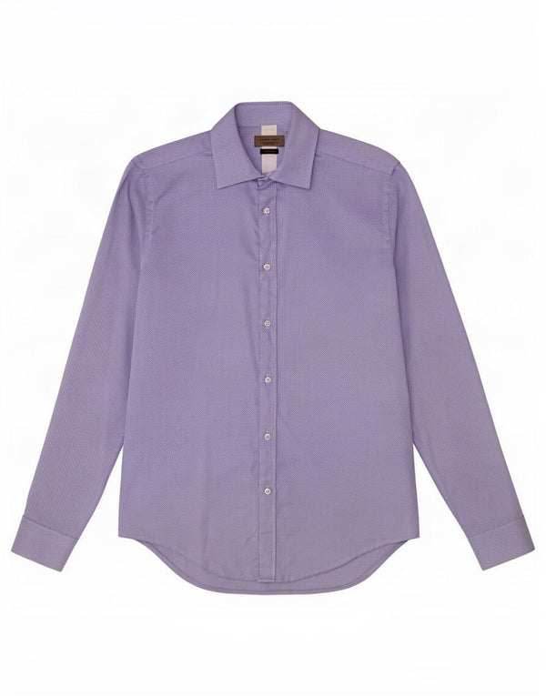 Camisa masculina Zara Slim Fit algodão manchado azul médio