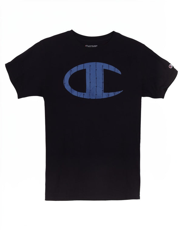 Champion Mens Graphic T-Shirt Top Small Black Cotton