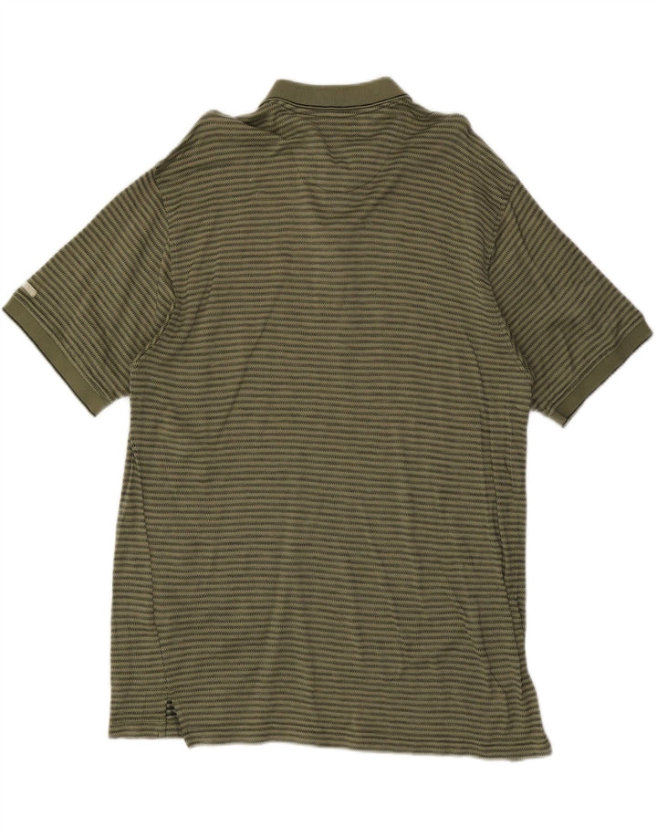 IZOD Mens Golf Polo Shirt Large Green Striped Cotton Vintage Izod and Second-Hand Izod from Messina Hembry 