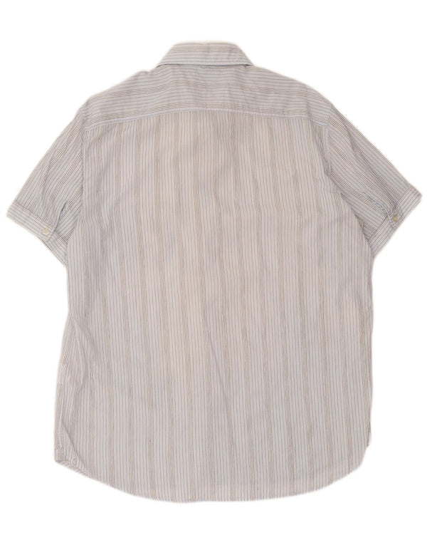 Carrera Mens Short Sleeve Shirt XL Blue Striped Cotton