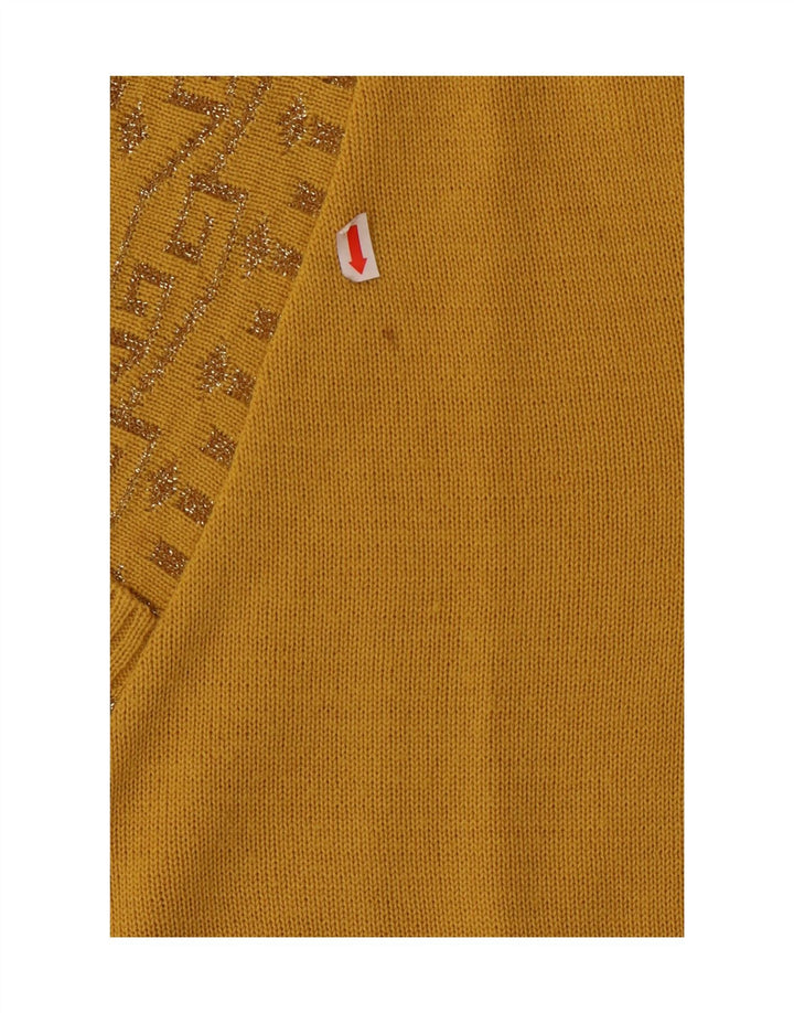 VINTAGE Womens V-Neck Jumper Sweater IT 48 XL Yellow Geometric Wool Vintage Vintage and Second-Hand Vintage from Messina Hembry 