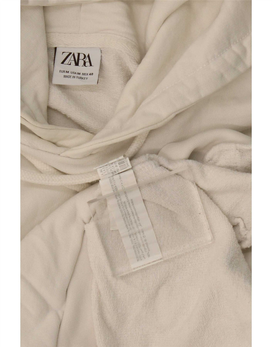 Zara moletom com capuz masculino médio algodão branco