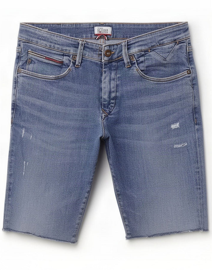 Tommy Hilfiger Mens Scanton Distressed Denim Shorts Médio W33 Azul