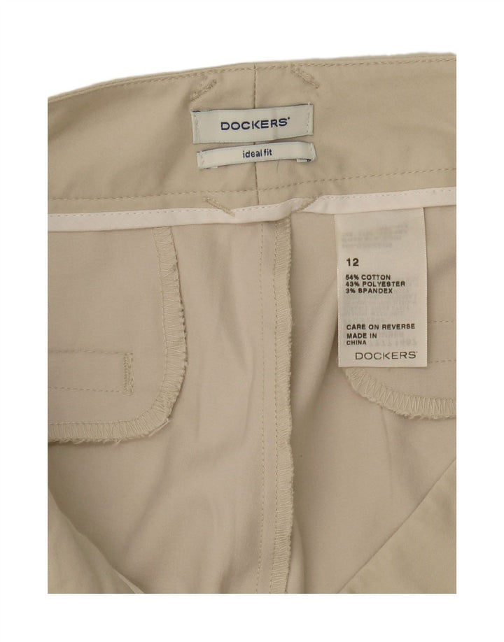 DOCKERS Bermuda feminina de ajuste ideal US 12 grande W34 algodão bege