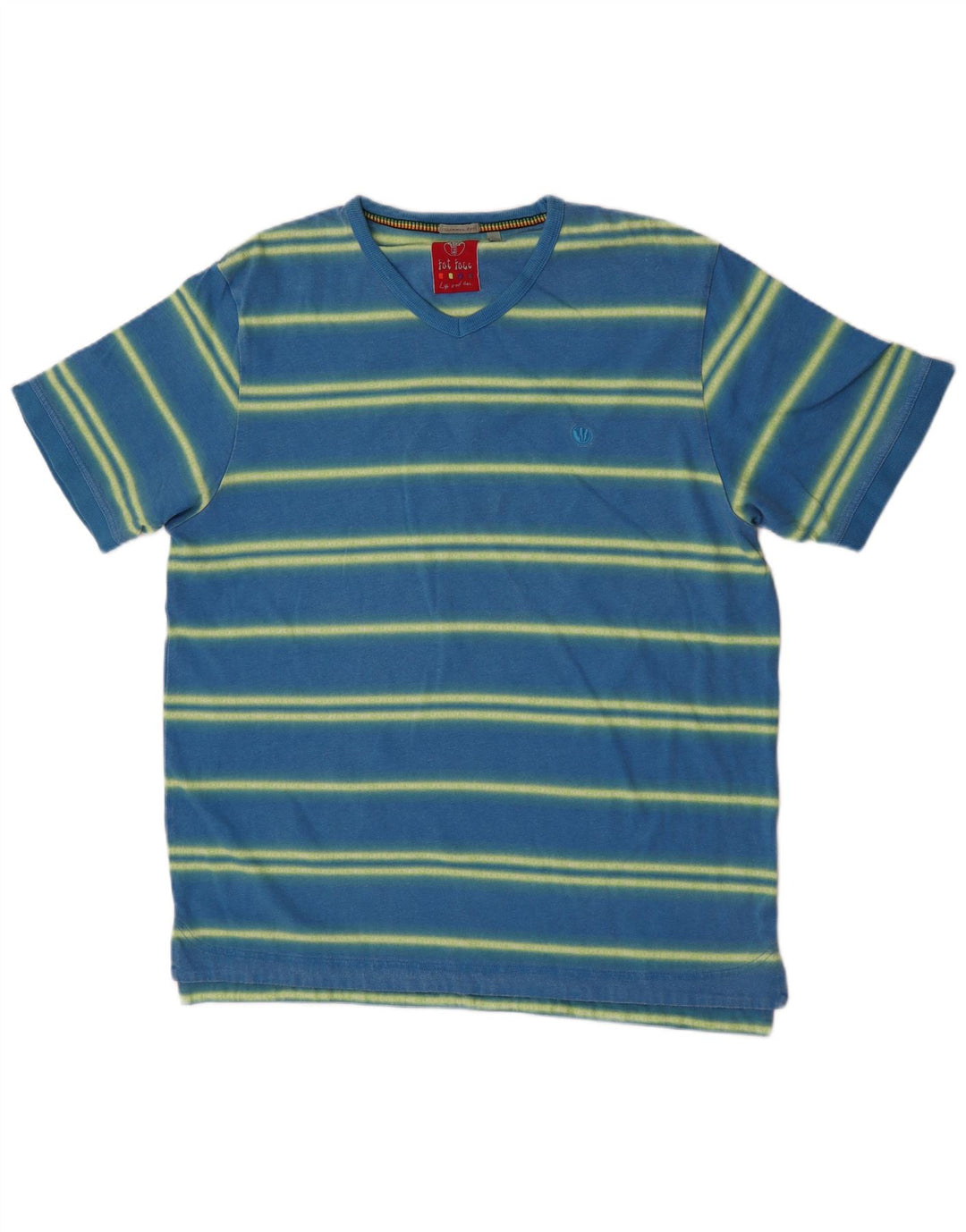 Camiseta masculina Fat Face Top grande algodão listrado azul