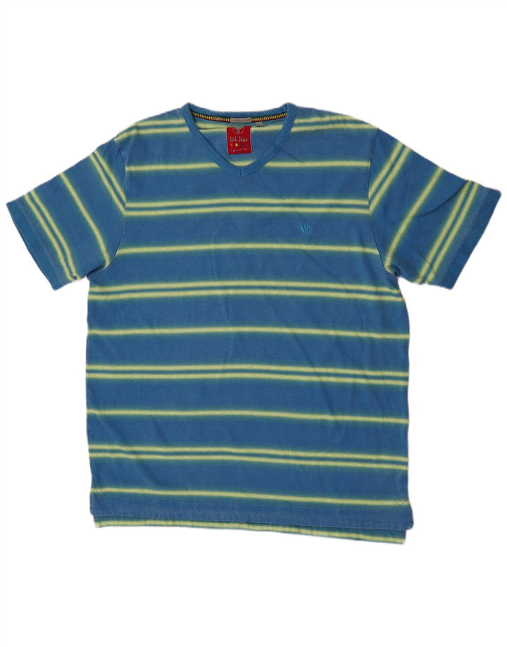 Camiseta masculina Fat Face Top grande algodão listrado azul