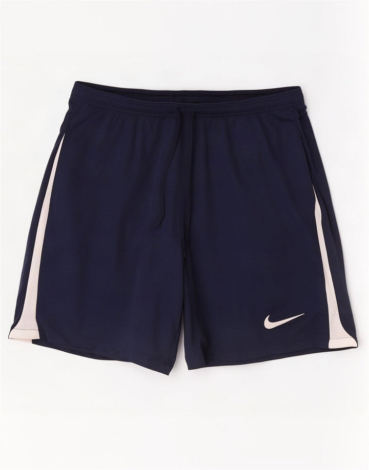 Shorts esportivos masculinos Nike Slim Fit grande poliéster colorblock azul marinho