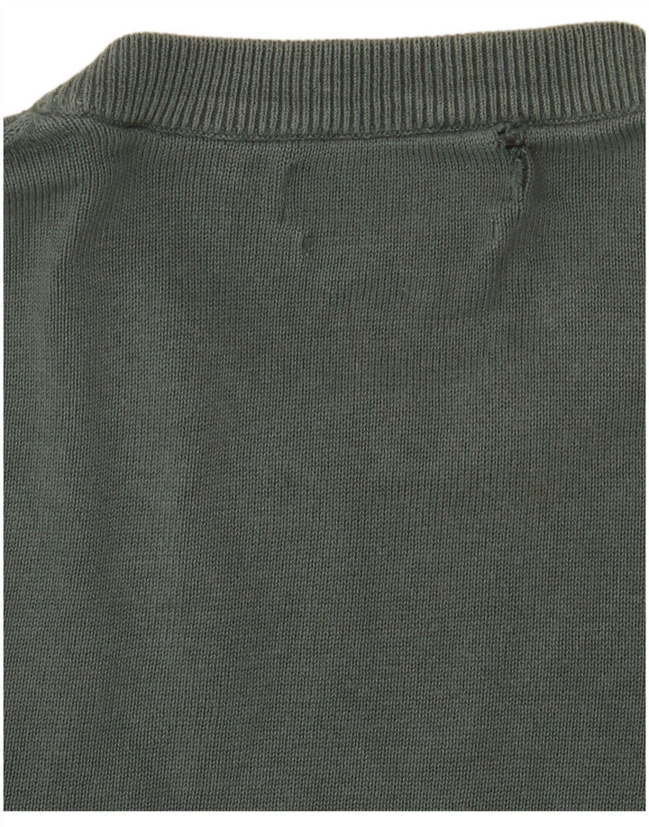 Suéter masculino Marks & Spencer com gola redonda, algodão verde médio