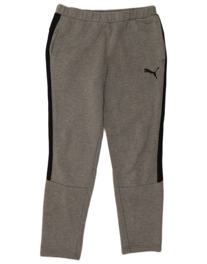 Calça de treino masculina Puma cinza médio algodão colorblock