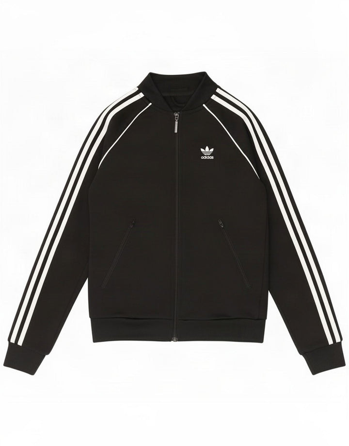 Adidas Womens Tracksuit Top Jacket UK 4 XS Black Poliéster