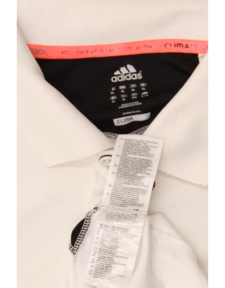 ADIDAS Mens Climacool Polo Shirt XL Branco Colourblock Poliéster