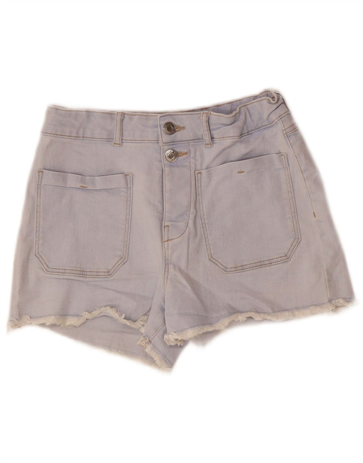 ZARA Shorts jeans de cintura alta para meninas 13-14 anos W26 Azul