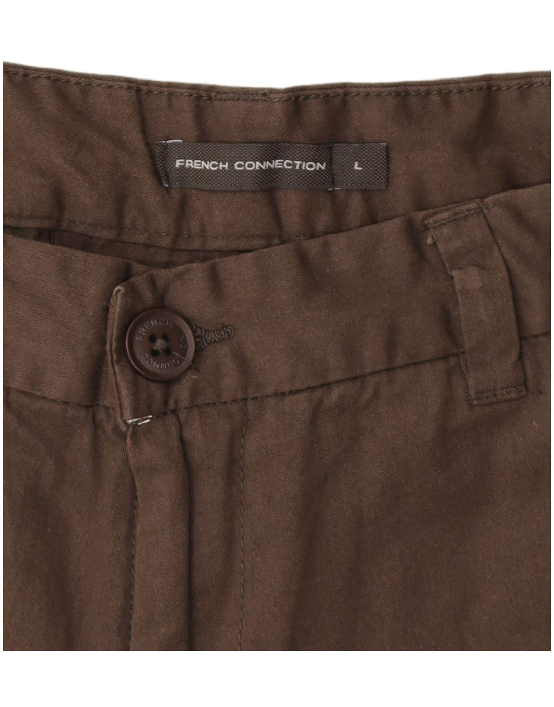 FRENCH CONNECTION Mens Chino Shorts Grande W34 Algodão Marrom