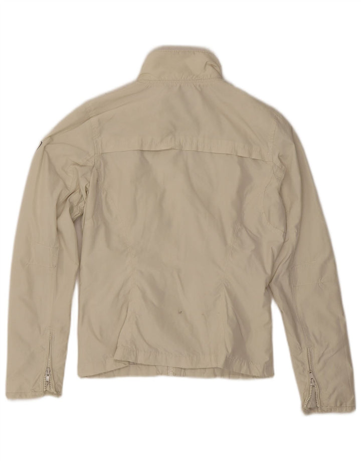 Bomb Boogie Womens Bomber Jacket UK 12 Medium Off White Poliéster