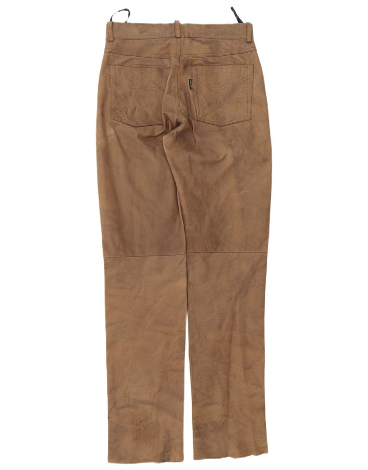 Calça masculina de couro reto PANTERA W30 L33 couro bege