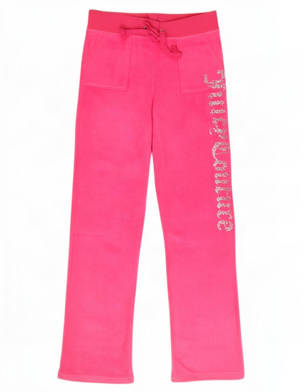 Juicy Couture Womens Graphic Velvet Tracksuit Trousers UK 20 2XL Pink