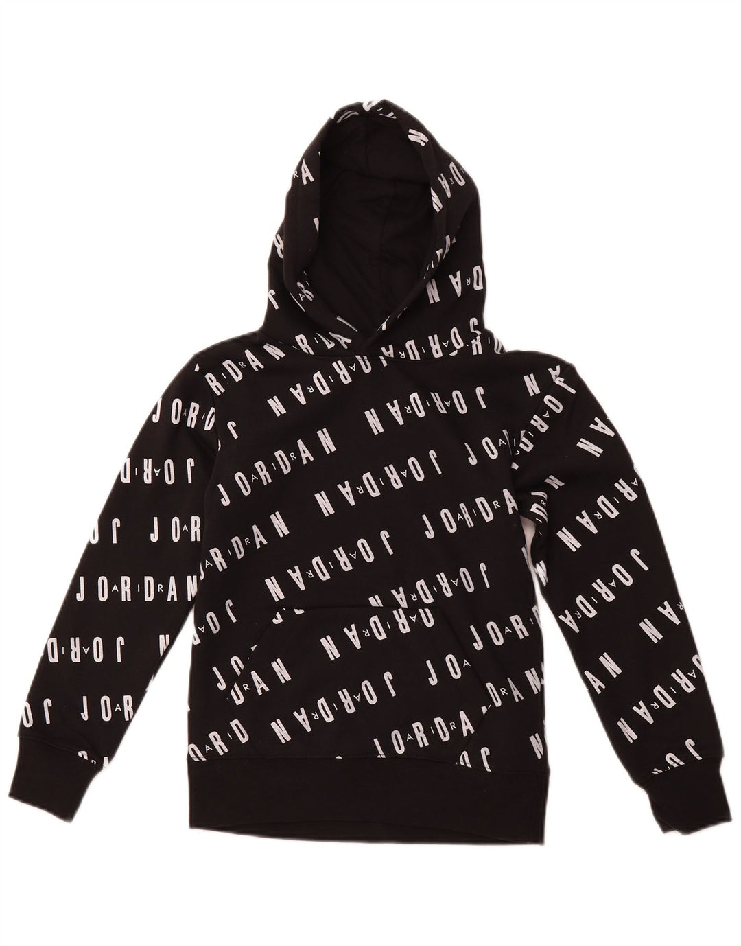 JORDAN Meninos moletom com capuz gráfico 8-9 anos pequeno algodão preto