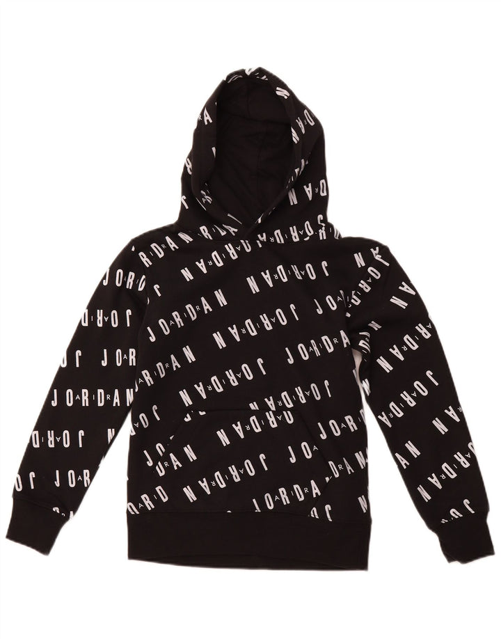 JORDAN Meninos moletom com capuz gráfico 8-9 anos pequeno algodão preto