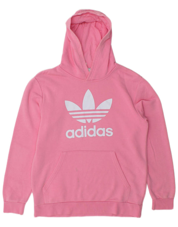 Suéter com capuz gráfico Adidas Boys 13-14 anos algodão rosa